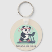 Cute Motivational Panda on Treadmill Sleutelhanger (Achterkant)