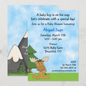 Cute Mountain Moose Boys Baby shower Invitation (Devant / Derrière)