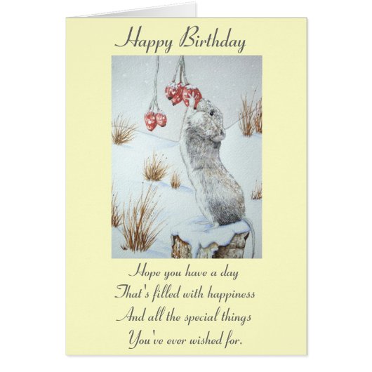 Cute mouse and red berries snow scene wildlife (Devant)