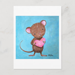Cute Mouse Briefkaart Cute Mouse met hartkaart