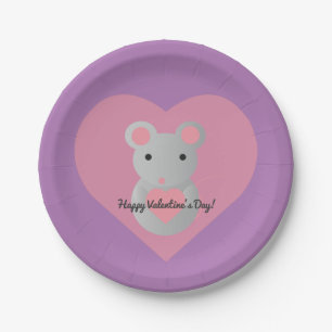 Cute Mouse die een hart vasthoudt. Papieren Bordje