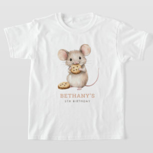 Cute Mouse en Cookies 5e verjaardagsfeestje T-shirt