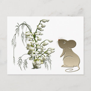 Cute Mouse en Lily van de vallei Briefkaart