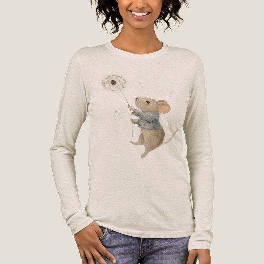 cute mouse flies on a dandelion Tri-Blend shirt (Voorkant)