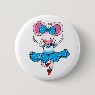 Cute mouse girl ballerina ronde button 5,7 cm