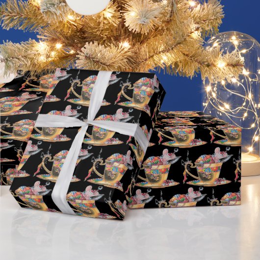 Cute Mouse in een thea Cup Cadeaupapier (Feestdagen)