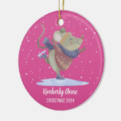 Cute Mouse Kerstmis Rat Snowy Winter Holiday Keramisch Ornament (Links)