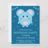 Cute Mouse Kids Birthday Party Invitation Kaart (Voorkant)