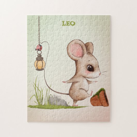 Cute Mouse Ladybug Green Personal Legpuzzel (Verticaal)
