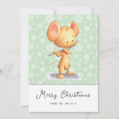 Cute Mouse Musician Message Merry Christmas Feestdagenkaart (Voorkant)