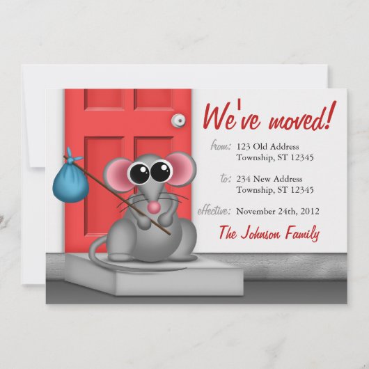 Cute Mouse on Doorstep - Moving Announements Aankondiging (Voorkant)