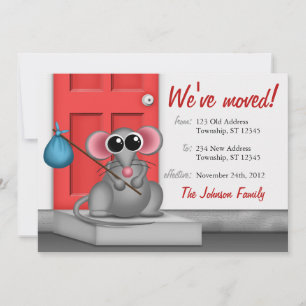 Cute Mouse on Doorstep - Moving Announements Aankondiging