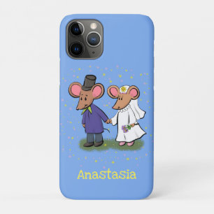 Cute mouse-paar cartoon illustratie iPhone 11 pro hoesje
