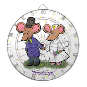 Cute mouse-paar cartoon illustratie dartbord