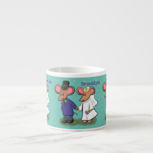 Cute mouse-paar cartoon illustratie espresso kop