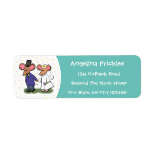 Cute mouse-paar cartoon illustratie etiket