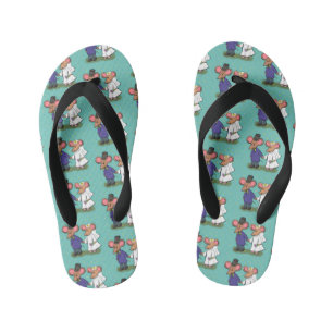 Cute mouse-paar cartoon illustratie kinder teenslippers