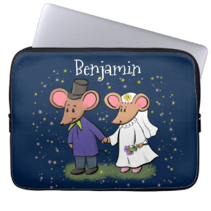 Cute mouse-paar cartoon illustratie laptop sleeve