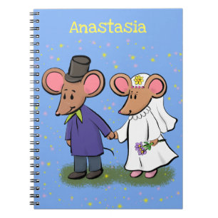 Cute mouse-paar cartoon illustratie notitieboek