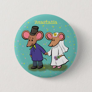 Cute mouse-paar cartoon illustratie ronde button 5,7 cm