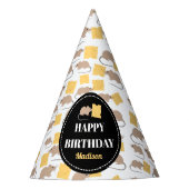 Cute Mouse Rodent Eating Cheese Birthday Feesthoedjes (Voorkant)