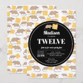 Cute Mouse Rodent Eating Cheese Birthday Kaart (Voorkant / Achterkant)