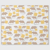 Cute Mouse Rodent Eating Cheese Pattern Cadeaupapier (Vlak)