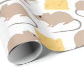 Cute Mouse Rodent Eating Cheese Pattern Cadeaupapier (Rol Hoek)