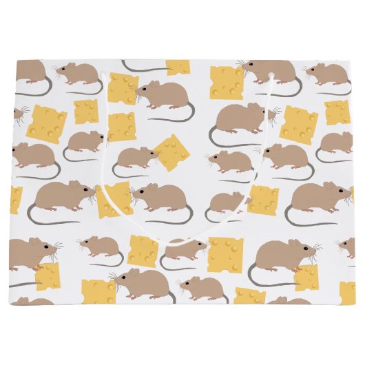 Cute Mouse Rodent Eating Cheese Pattern Groot Cadeauzakje (Voorkant)
