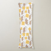 Cute Mouse Rodent Eating Cheese Pattern Lichaamskussen (Voorkant Verticaal)