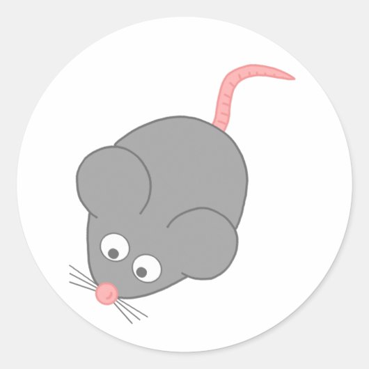 Cute Mouse Ronde Sticker (Voorkant)