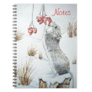 Cute mouse sneeuwscène afbeelding van wilde dieren notitieboek