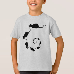 Cute Mouse Spiral. Zwarte Mice op Cream. T-shirt
