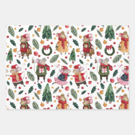 Cute Mouse Thed Kerstmis Pattern Inpakpapier Vel