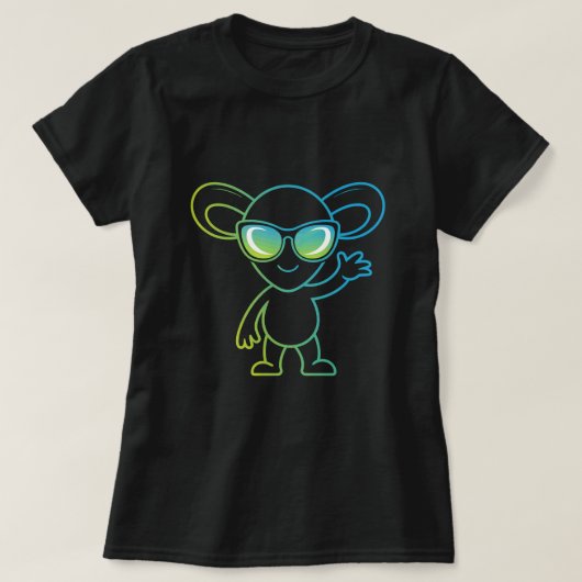 Cute Mouse Wearing Sunglasses T-Shirt Design, Neon (Design devant)