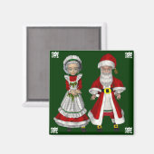 Cute Mr en Mrs Claus Kerstmis Magneet (Voorkant / Achterkant)