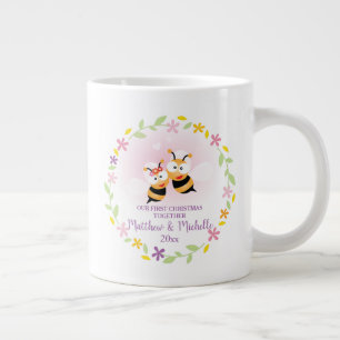 Cute Mr en Mrs Honey Bee First Kerstkeepslag Grote Koffiekop