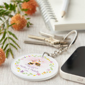 Cute Mr en Mrs Honey Bee First Kerstkeepslag Sleutelhanger (Voorkant Rechts)