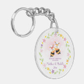 Cute Mr en Mrs Honey Bee First Kerstkeepslag Sleutelhanger (Voorkant Links)