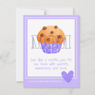Cute Muffin Love & Sweetness Carte de fête des mèr