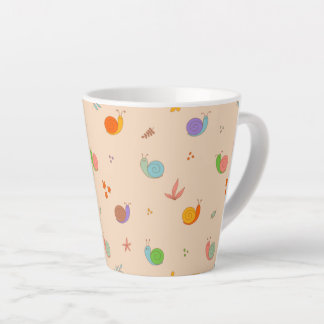 Cute Mug Latte avec escargots et fleurs