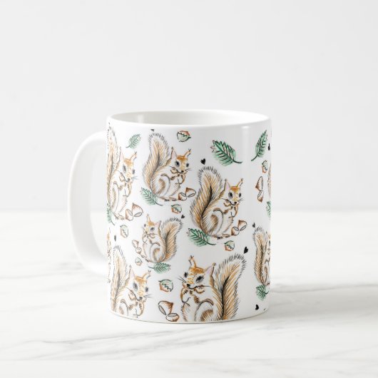 Cute mug with adorable squirrels pattern (Devant gauche)
