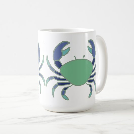Cute mug with blue and green crab design koffiemok (Voorkant rechts)