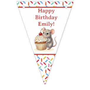Cute Muis en Cupcake Persoonlijke Verjaardag Vlaggetjes