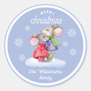 Cute Muis Minimalistische Kerst Geschenk Ronde Sticker