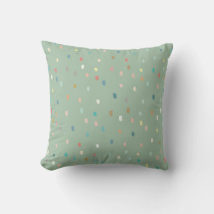 Cute Multicolor Dotty Pattern on Sage Green Kussen