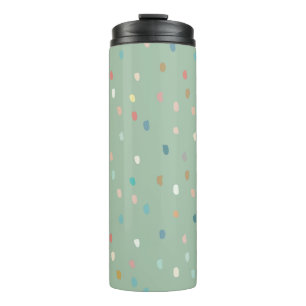 Cute Multicolor Dotty Pattern on Sage Green Thermosbeker
