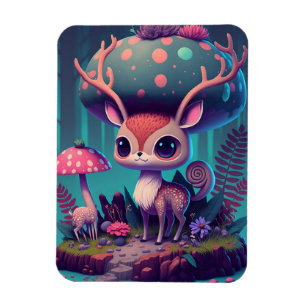 Cute Mushroom Deer Fantasy Art Magnet Magneet