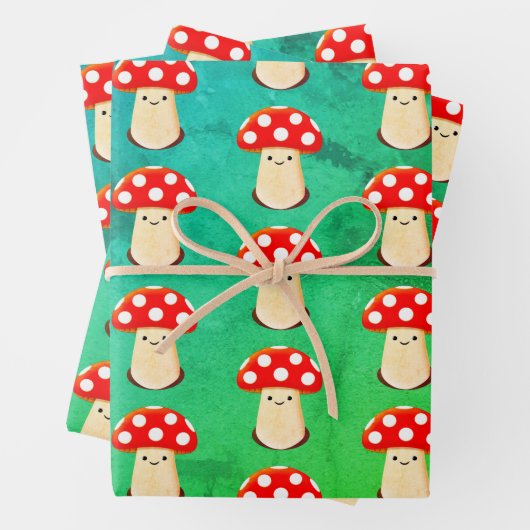 Cute Mushroom Drawing Pattern Inpakpapier Vel (In situ)