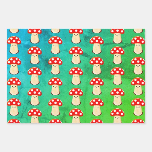 Cute Mushroom Drawing Pattern Inpakpapier Vel (Voorkant)